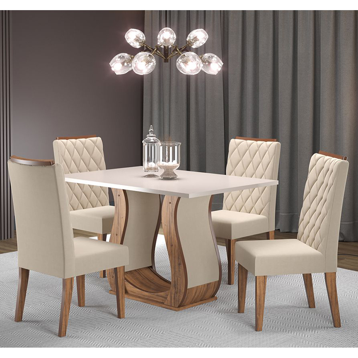 Sala de Jantar Sharom C/4 Cad Iza Imbuia/blonde/bege