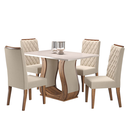 Ver imagem 2 de Mesa de Jantar Retangular Sharom com 4 Cadeiras Iza Imbuia/blonde/bege - Casa Giulia