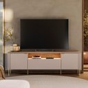 Ver imagem 6 de Rack Bancada Dourados Grigio Fosco/Canela para TV até 75” - Mobler