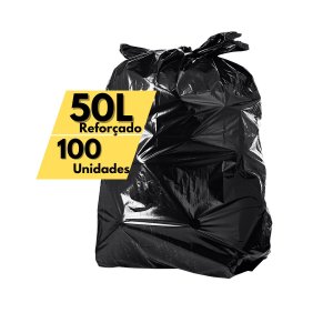 Saco de Lixo 50 Litros Reforçado para Lixeiras Inox 100 Un