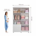 Ver imagem 7 de Guarda Roupa 4 Portas 2 Gavetas Roupeiro 100% Mdf Quarto Criança Infantil Solteiro Luxo Cor Branco