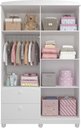 Ver imagem 6 de Guarda Roupa 4 Portas 2 Gavetas Roupeiro 100% Mdf Quarto Criança Infantil Solteiro Luxo Cor Branco
