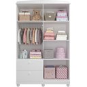 Ver imagem 6 de Guarda Roupa 4 Portas 2 Gavetas Roupeiro 100% Mdf Quarto Criança Infantil Solteiro Luxo Cor Branco