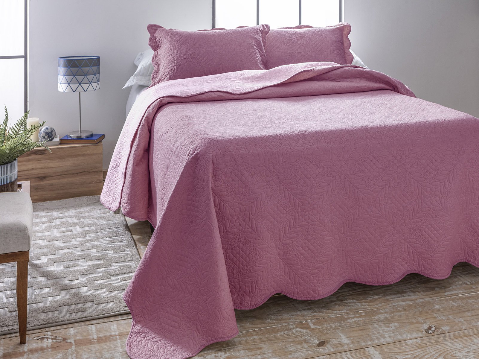 Colcha Lisa 160x240 Rosa Cha Solteiro Gramdecor - 1