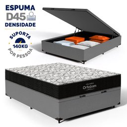 Cama Box Baú com Colchão de Espuma D45 Ortobom Airtech 150 D45 Casal 138cm - 2