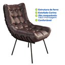 Ver imagem 4 de Poltrona Costela Decoração Sala de Estar Estofada Confortável Corino Marrom