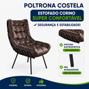 Ver imagem 2 de Poltrona Costela Decoração Sala de Estar Estofada Confortável Corino Marrom
