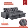 Sofá Retrátil e Reclinável Modulado 250cm Pés em Madeira Maciça Capri  - 4