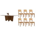 Ver imagem 1 de Conjunto: Mesa de Cozinha Nevada Curvo 180cm + 6 Cadeiras Havana Naturale/Off White - Capuccino/