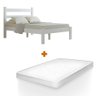 Cama Reforçada em Madeira Maciça com Colchão Casal Branco Georgia Shop Jm - 2