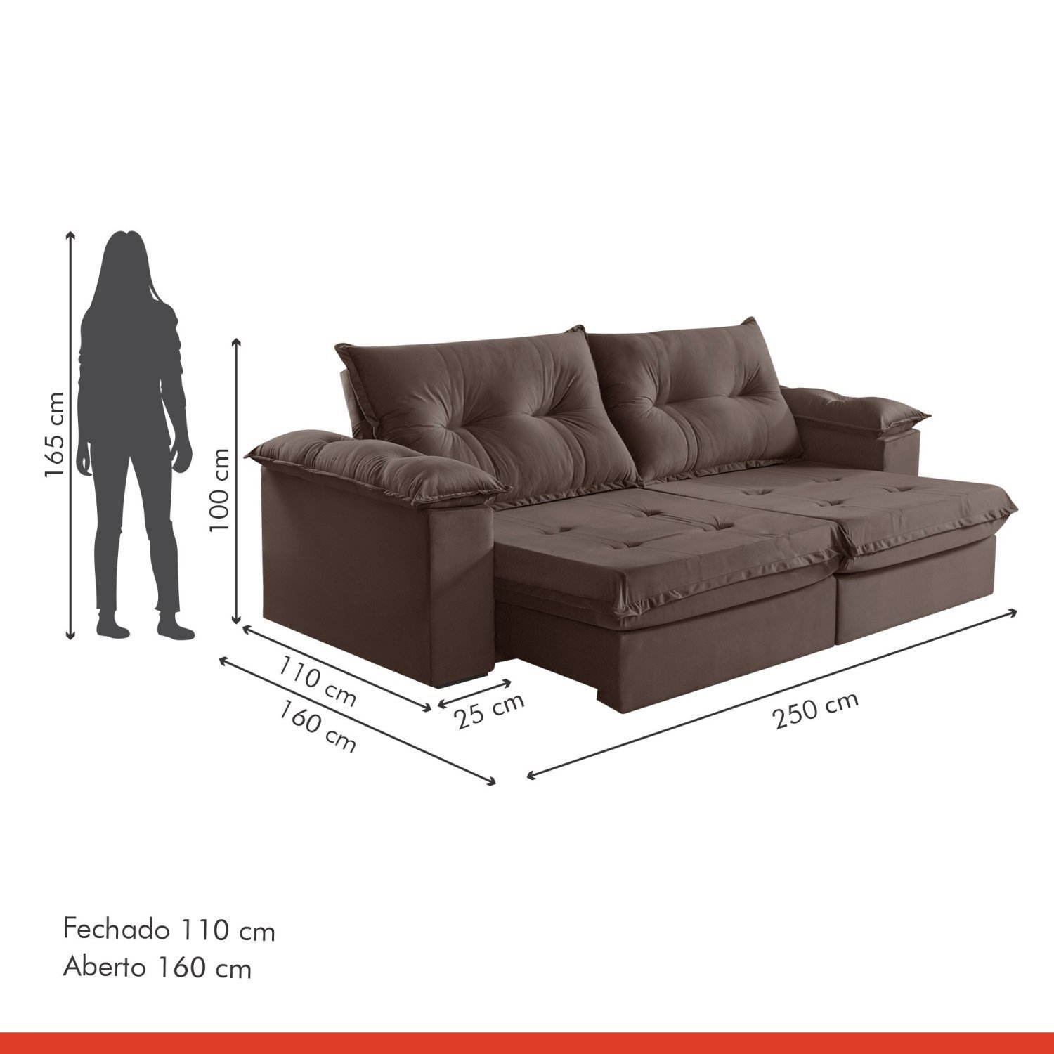 Sofá Retrátil e Reclinável 2 Lugares 250cm M164 - 3