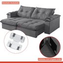 Ver imagem 6 de Sofá Retrátil e Reclinável Modulado 2 Lugares 250cm Pés em Madeira Maciça Canadá