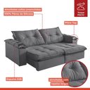 Ver imagem 4 de Sofá Retrátil e Reclinável Modulado 2 Lugares 250cm Pés em Madeira Maciça Canadá