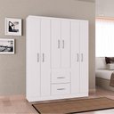 Ver imagem 3 de Guarda Roupa Casal Milão 6 Portas Branco Brilho - Poquema