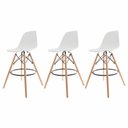 Ver imagem 1 de 2 Banquetas Com Encosto Alto Base Madeira Wood Branco