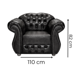 Poltrona Chesterfield Merlô Via Encanto Courano Preto - 3