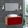 Gabinete de Banheiro Suspenso 2 Gavetas Berlim 60cm Freijó Amadeirado e Vinho - Vermelho - 1