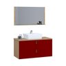 Gabinete de Banheiro Suspenso 2 Gavetas Berlim 60cm Freijó Amadeirado e Vinho - Vermelho - 2
