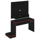 Ver imagem 4 de Mesa Gamer com Painel Para TV até 42 Polegadas Flash 1 Gaveta 160,5cm Espresso Móveis Preto E Vermelho