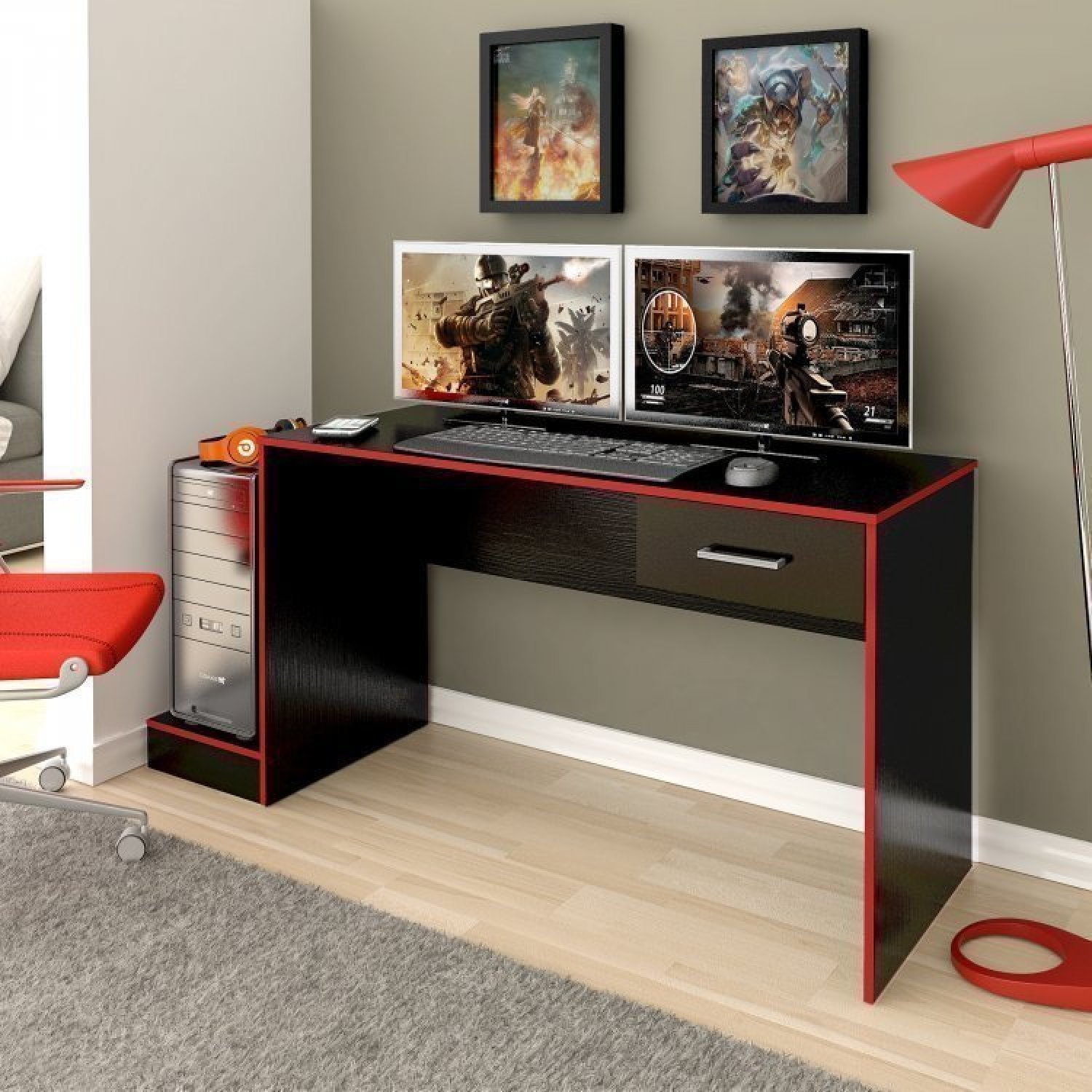 Mesa Gamer com Painel Para TV até 42 Polegadas Flash Espresso Móveis - 13