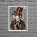 Ver imagem 1 de Quadro Vintage Bulldog Inglês 24x18cm - com vidro:Madeira branca