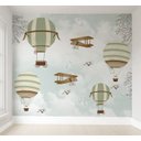 Ver imagem 1 de Papel de parede balãozinho verde infantil para quarto de bebê menino M³ PP77