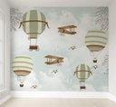 Ver imagem 1 de Papel de parede balãozinho verde infantil para quarto de bebê menino M³ PP77