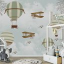 Ver imagem 4 de Papel de parede balãozinho verde infantil para quarto de bebê menino M³ PP77