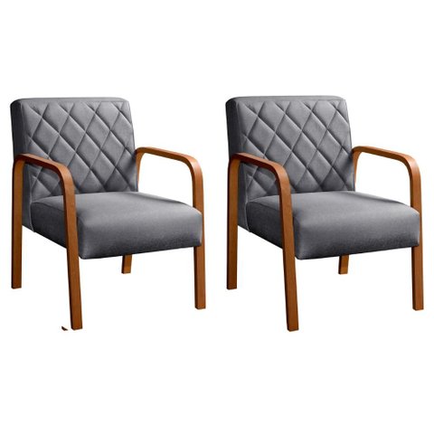 Kit 2 Poltronas Lara Cor:Linho Cinza 320