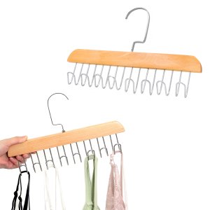 Cabide Madeira Rotativo - Ganchos Organizador:bege