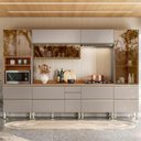 Ver imagem 4 de Cozinha Modulada Proença 6 Peças Paneleiro e Cristaleira Nogueira Nude Prime Tx - Demartez