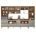 Ver imagem 2 de Cozinha Modulada Proença 6 Peças Paneleiro e Cristaleira Nogueira Nude Prime Tx - Demartez