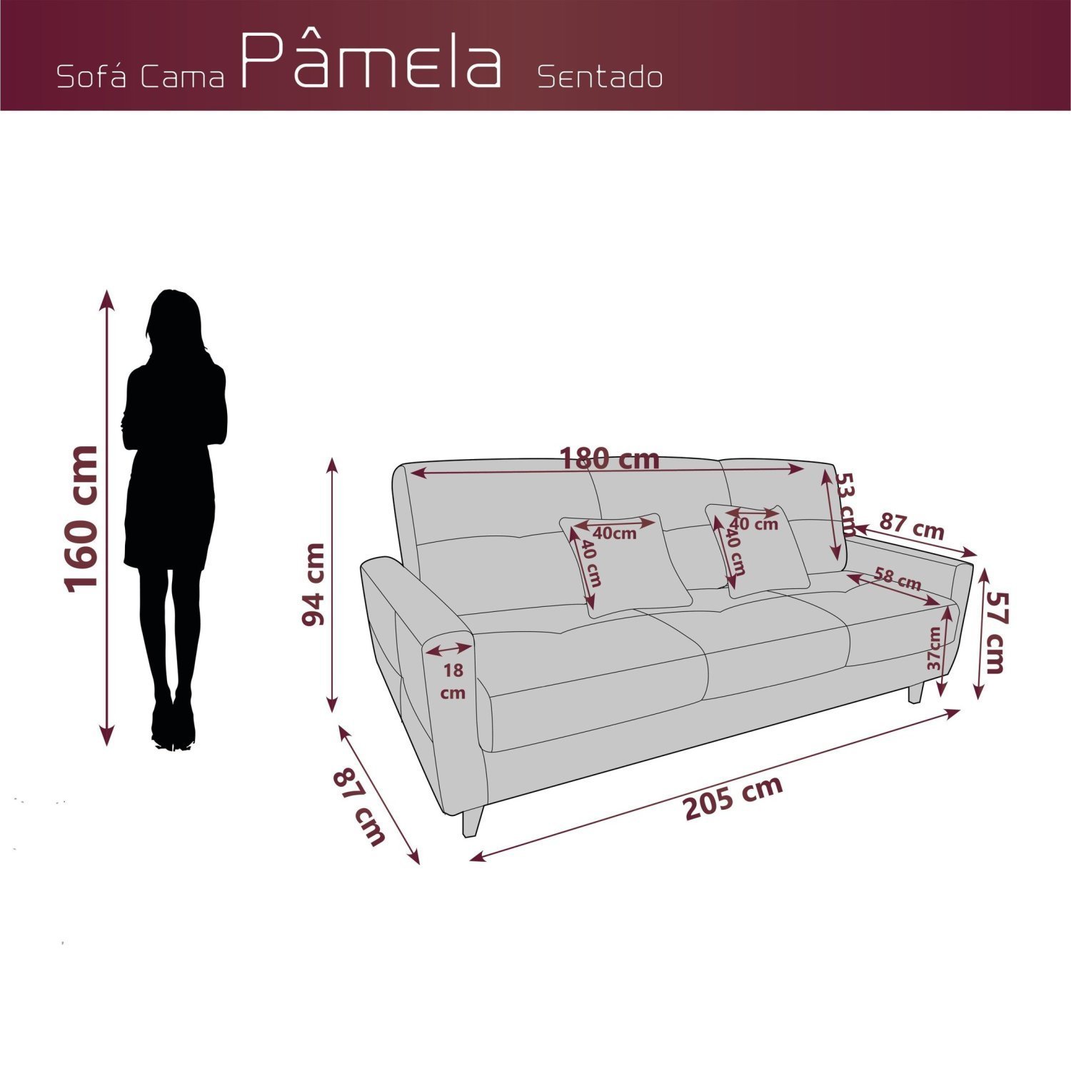 Sofá Cama 3 Lugares com Baú Abaixo do Assento Pâmela - 3