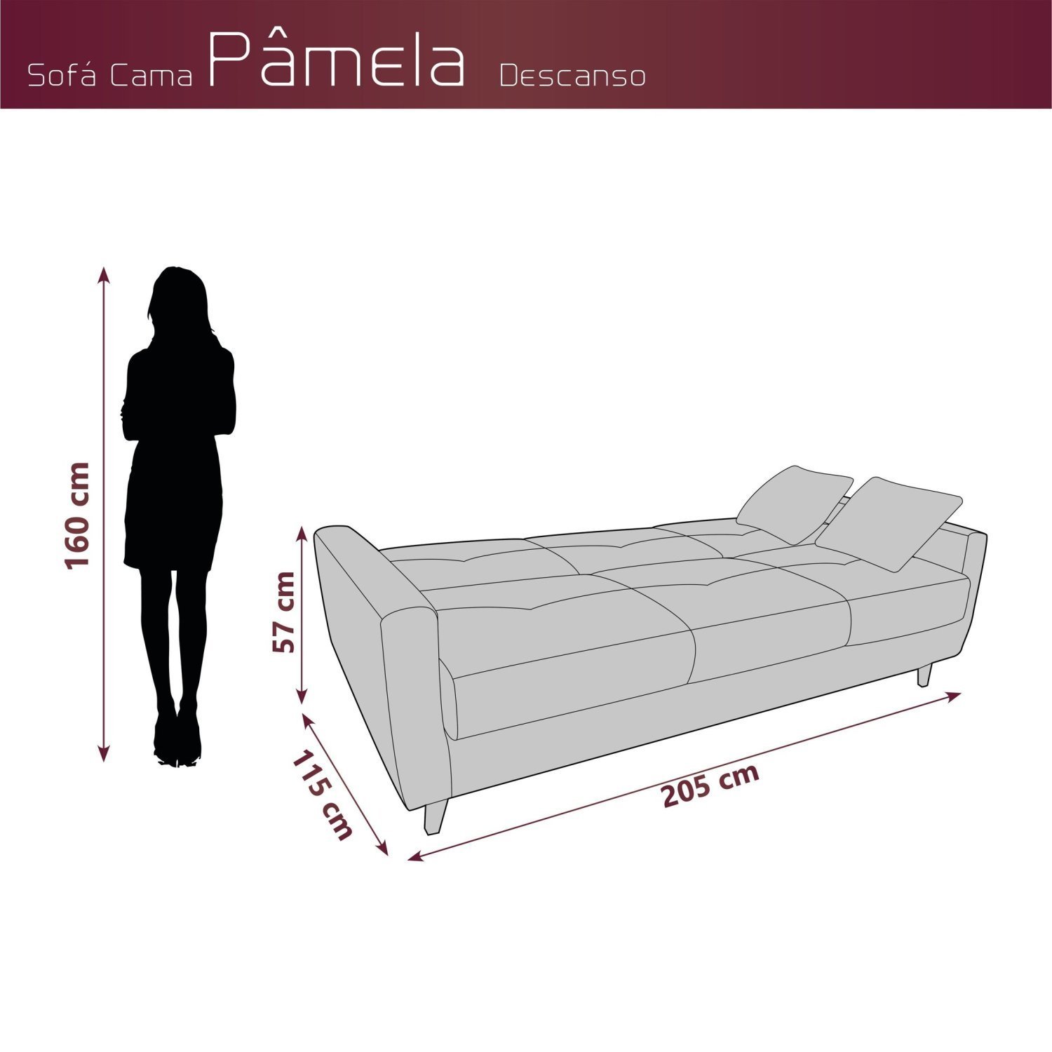 Sofá Cama 3 Lugares com Baú Abaixo do Assento Pâmela - 4