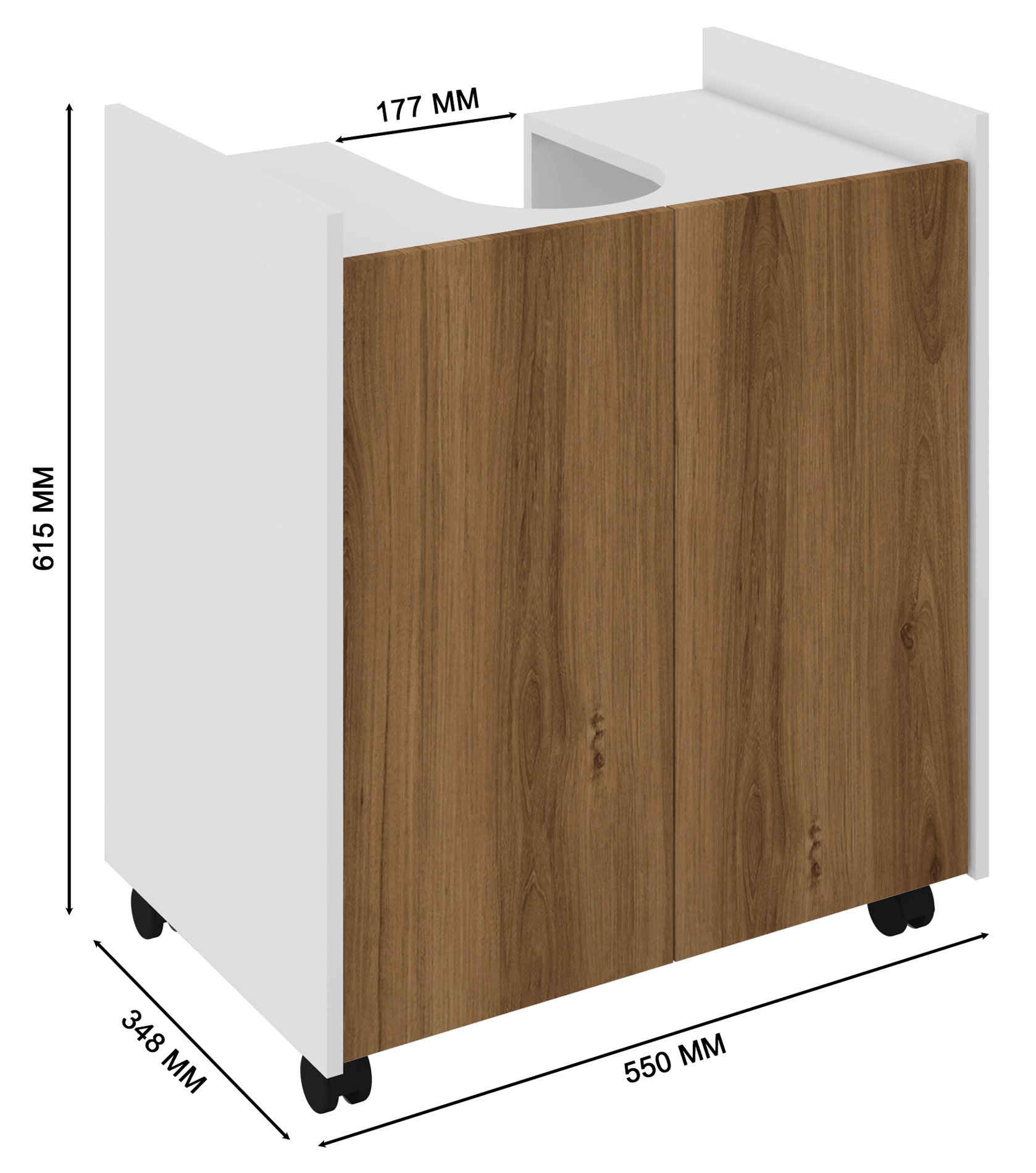 Conjunto Gabinete P/ Pia de Coluna Eccos com Espelho Adnet - Branco com Nature - 6