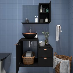 Gabinete para Banheiro com Cuba Kit Completo Armário + Cuba + Espelheira Preto com Cobre Nuestra - 4