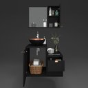 Ver mais imagens de Gabinete para Banheiro com Cuba Kit Completo Armário + Cuba + Espelheira Preto com Cobre Nuestra