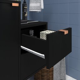 Gabinete para Banheiro com Cuba Kit Completo Armário + Cuba + Espelheira Preto com Cobre Nuestra - 3