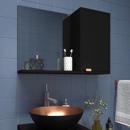 Gabinete para Banheiro com Cuba Kit Completo Armário + Cuba + Espelheira Preto com Cobre Nuestra - 7