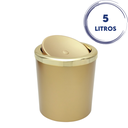 Ver imagem 3 de Lixeira com Tampa Basculante para Banheiro Cozinha 5litros Haus - Dourada