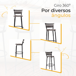 Banqueta Alta para Cozinha Junco Degradê Bancada Bistrô Balcão Ilhas Área Gourmet Piscina - 5