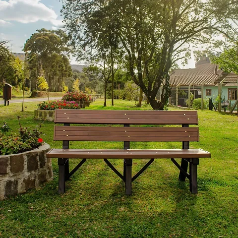 Banco Jardim Madeira Plástica In Brasil 150cm Ecológico 3 Lugares