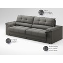 Ver imagem 2 de Sofá com Carregador Usb e Molas no Assento Retrátil Reclinável Mimo 2,30m Velosuede Cinza - Netsofas