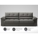 Ver imagem 3 de Sofá com Carregador Usb e Molas no Assento Retrátil Reclinável Mimo 2,30m Velosuede Cinza - Netsofas
