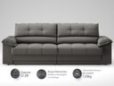 Ver imagem 3 de Sofá com Carregador Usb e Molas no Assento Retrátil Reclinável Mimo 2,30m Velosuede Cinza - Netsofas