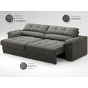 Ver imagem 4 de Sofá com Carregador Usb e Molas no Assento Retrátil Reclinável Mimo 2,30m Velosuede Cinza - Netsofas
