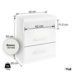 Mesa de Cabeceira Criado Compacto Quarto Cama Branco - 4