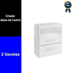 Mesa de Cabeceira Criado Compacto Quarto Cama Branco - 3