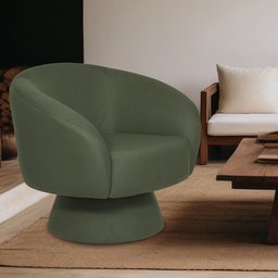 Poltrona Decorativa Liz Base Fixa Linho Verde - Casaepoltrona - 2