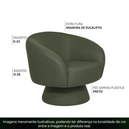 Poltrona Decorativa Liz Base Fixa Linho Verde - Casaepoltrona - 3